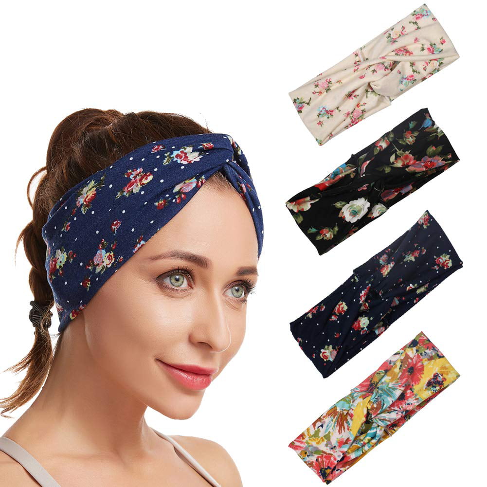 Head Wrap Floral Girl Knotted Hair Band Yoga Elastic Turban Twisted Headband CA