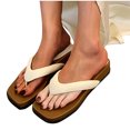 thumbnail image 4 of LOVZFMLL Women's Sandals Fashion Flip Flops for Yoga Mat Square Open Toe Thong Summer Casual Outdoor Beach Vacation Dress Sandals Beige 6, 4 of 5