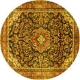 thumbnail image 1 of Ahgly Company Indoor Round Medallion Yellow Traditional Area Rugs, 3' Round, 1 of 4