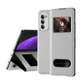 thumbnail image 1 of MonsDirect for 7.6 inch Samsung Galaxy Z Fold 2 5G 2020 Case, Nappa Leather with Flip Folding Magnetic Face Cover, Window Design with Hidden Kickstand Full Protective for Galaxy Z Fold 2, White, 1 of 7