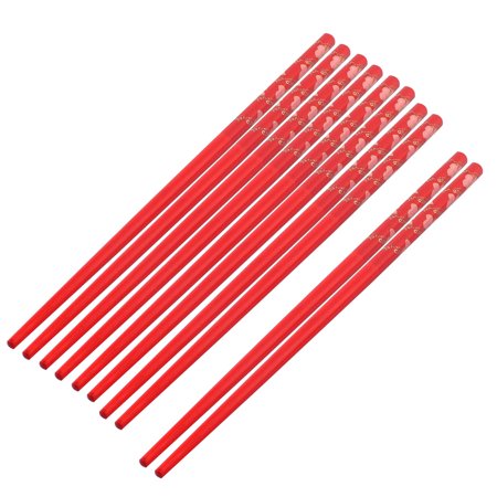 Red Bamboo - Bamboo Flower Pattern Chinese Style Wedding Gift Chopsticks Red 5 Pairs