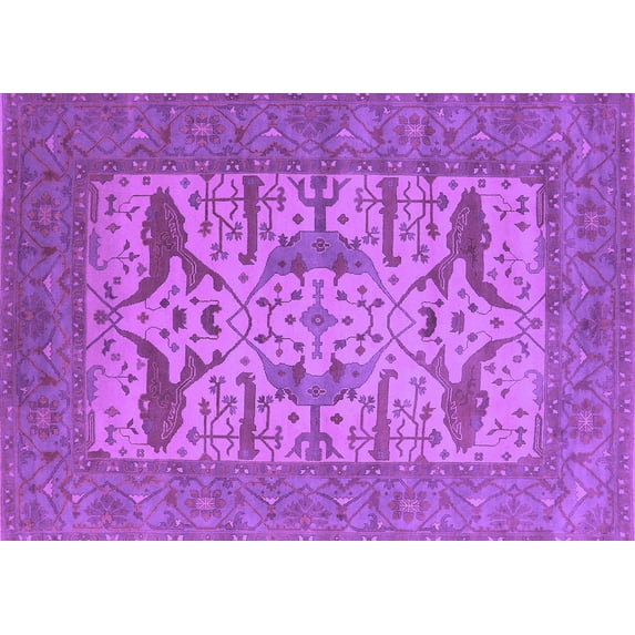 Ahgly Company Indoor Rectangle Oriental Purple Industrial Area Rugs, 7' x 10'