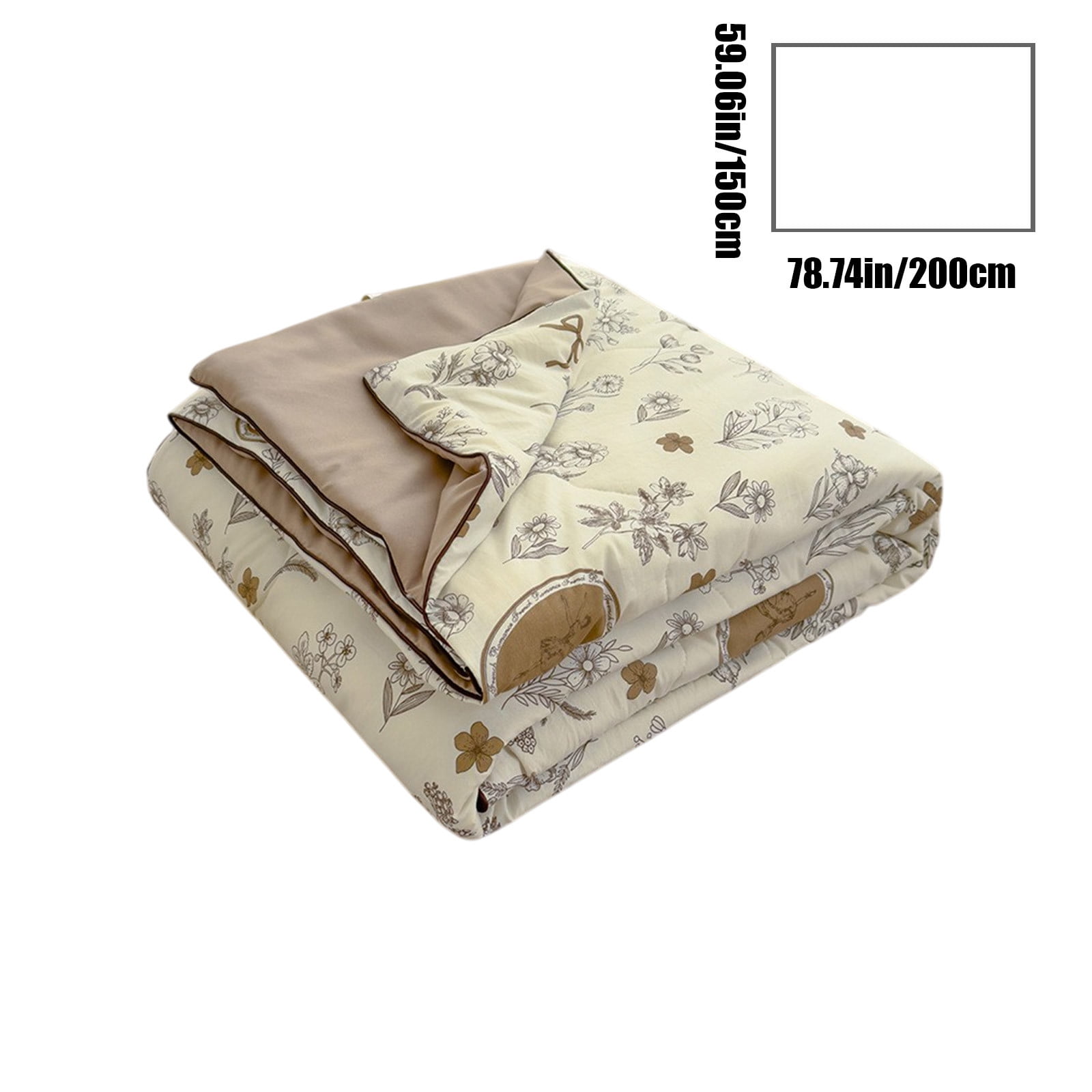 Tunhigl Quilts Queen Size 59.1×78.8Inches Skin Friendly Plain Printed Quilts Washed Cotton Summer Quilt Soft Quilt