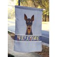 thumbnail image 2 of Carolines Treasures BB1426CHF Min Pin Welcome Flag Canvas House Size, 2 of 4