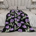 thumbnail image 3 of Purple Tulip Blanket Flower Gifts for Girls Women Tulip Floral Throw Blanket for Kids Adults Soft Warm Cozy Fleece Blanket for Couch Sofa 40"x50", 3 of 6