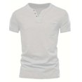 thumbnail image 2 of fatyb Mens Casual T-Shirts Summer Button V Neck Tee Pullover Solid Color Vacation Beach Tops with Pocket, 2 of 7