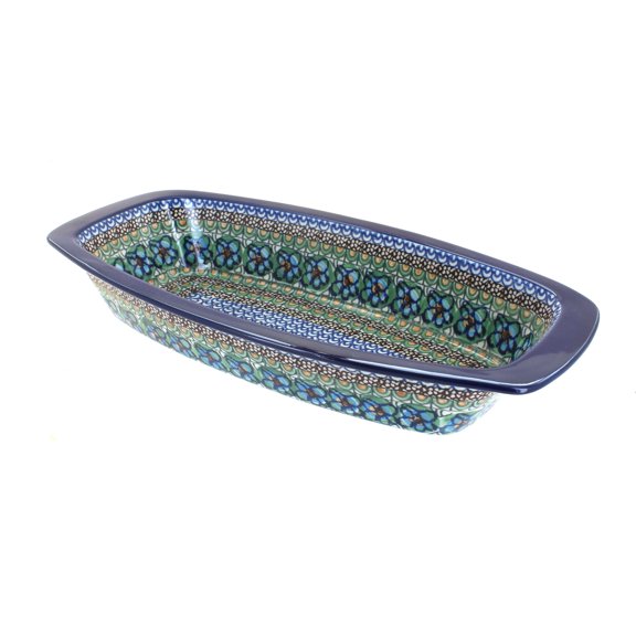 Blue Rose Polish Pottery Mardi Gras Long Serving Dish