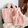 thumbnail image 3 of Plush Handbag for Womens Crossbody Bag Large Capacity Women Tote Bag Fashion Shopping Bag Fuzzy Purses and Handbags Pink, 3 of 5