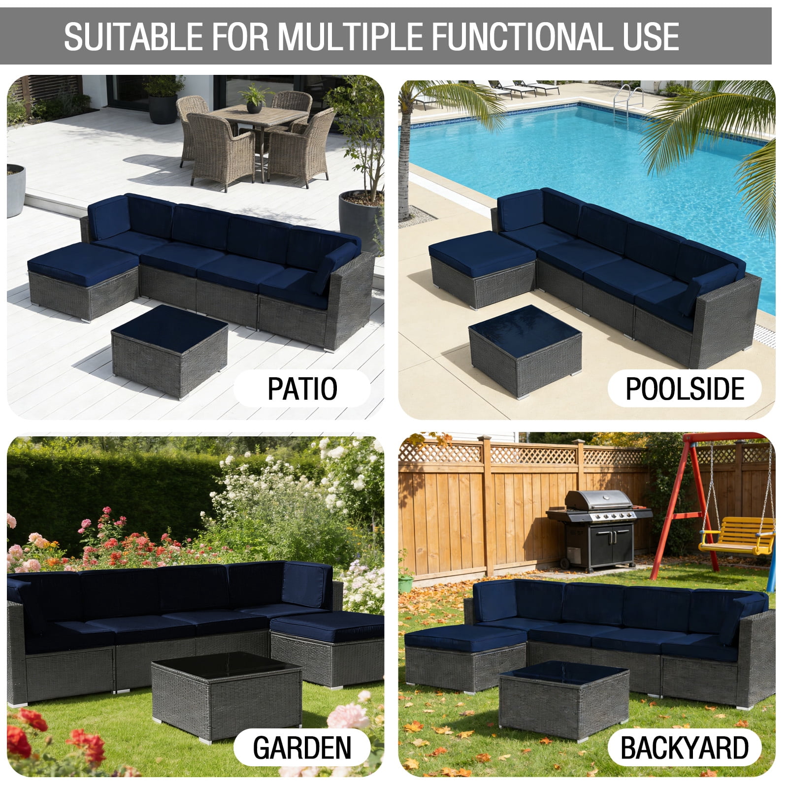 FKS LIFE Outdoor Cushions Covers Patio Sofa Washable Cushions Cover Furniture Cushion Slipcovers Sets (11 Pack)