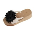thumbnail image 6 of Beach Flower Platform Slip on Sandals for Women 2025 Summer Boho Vacation Memory Foam Chunky Dress Slippers, 6 of 7