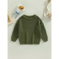 thumbnail image 3 of Musuos Toddler Baby Round Neck Sweaters, Long Sleeve Solid Color Loose Knitted Pullovers, 0-5 Years, 3 of 10