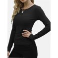 thumbnail image 3 of Womens Long Sleeve Stretch Crewneck Ribbed T-Shirt Slim Fit Casual Basic Tops, 3 of 4