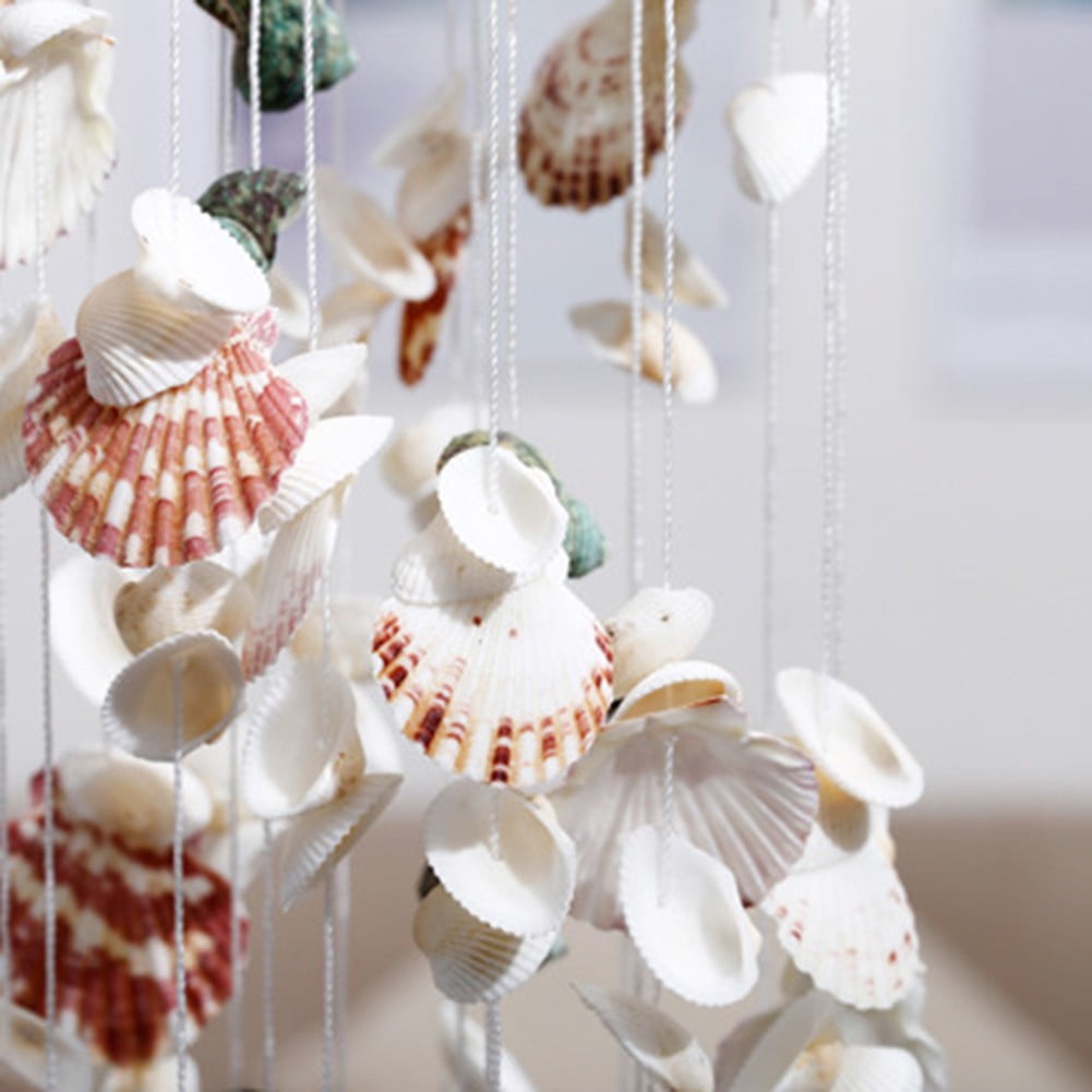 Gesuoke Shell Wind Chime Ornament Beach Out Door Decor Seashell Hanging Wind-bell Out Door Decoration Conch Window Home Supply