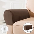 thumbnail image 4 of Thick Sofa Armrest Covers Arm Covers Solid Soft Slipcovers with Pins Non Slip Armrest Protector Washable Detachable dark coffee, 4 of 7