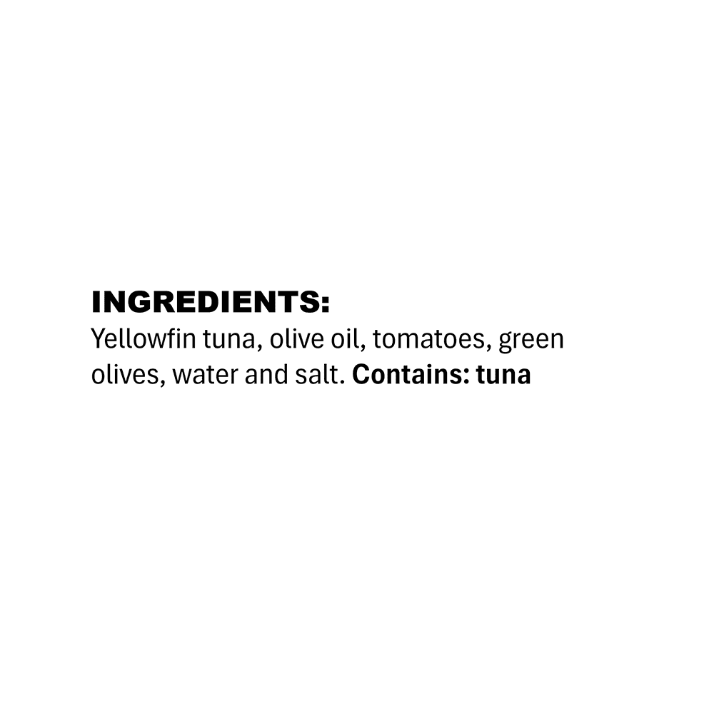 (4 pack) Tonnino Premium Yellowfin Tuna chunks with tomatoe and olives, 4.94 oz, Can, Wild Caught