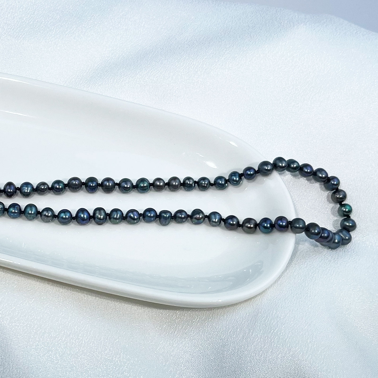 Yami Cultured Tahitian Black Pearl Nacklace and Earrings Set - 8.5-8.9mm Necklace and 7.5-7.9mm Earrings in 925 Sterling Silver Valentine's Day Jewerly Gifts for women