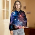 thumbnail image 2 of ZXLBBD Boys Galaxy Print Pullover Hoodie Long Sleeve Sweatshirt with Pocket for Kids Youth Streetwear Versatile Trendy Casual Dailywear, 2 of 7