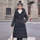 thumbnail image 3 of Abrigo de invierno para mujer 2024, nueva chaqueta acolchada, color sólido, simple, informal, Parker, grueso, resistente al viento, cálido, largo, con capucha, abrigos de plumón, 3 of 4