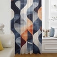 thumbnail image 6 of Navy Blue Burnt Orange Sheer Curtains 54 Inches Long, Geometric Retro Abstract Light Filering Curtains, Breathable Simi Curtain Privacy Drapes for Kitchen Bathroom Lightweight Small Window Treatment, 6 of 9