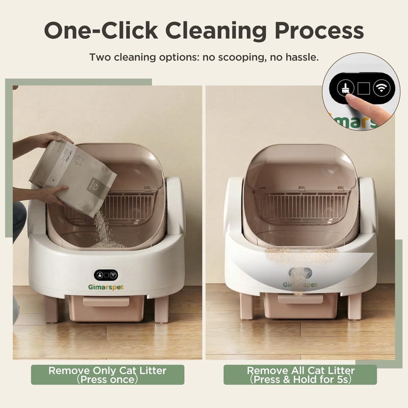 Gimars Self Cleaning Cat Litter Box, Open-Top, Large Capacity, Safety Sensors, For Multi Cats