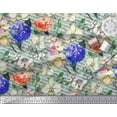 thumbnail image 3 of Soimoi Moss Tissu Georgette Rayé & Imprimé Floral Orchidée au Mètre 42 Pouces de Large, 3 of 3