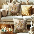 thumbnail image 5 of Easter Embroidered Linen Pillow Cover 18x18 Inch, 3D Floral Bunny Cushion Case for Spring Home Sofa Decor, 5 of 6