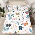 thumbnail image 2 of Homewish Chic Flowers Twin Sheet Sets 3pcs for Teens Boys Girls,Flying Butterflies Twin Fitted Sheet Microfiber,Kawaii Floral Strawberry Breathable Flat Sheet,Lightweight Room Decor, 2 of 7