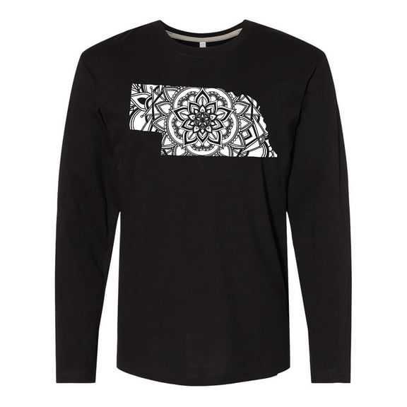 Inktastic Nebraska Silhouette Mandala Long Sleeve T-Shirt