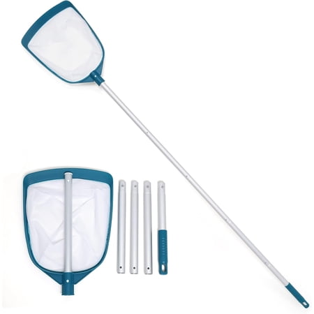 KitchenKey Upgrades Swimming Pool Leaf Net Skimmer Rake with Adjustable Aluminum Pole and Nylon Medium Fine Mesh for Cleaning Swimming Pools Hot Tubs Spas and Fountains