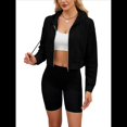 thumbnail image 1 of Sudadera con Capucha y Cremallera para Mujer, Cárdigan Corto, Sudadera con Capucha y Cordón, Top Informal de Larga. Negro S, 1 of 10