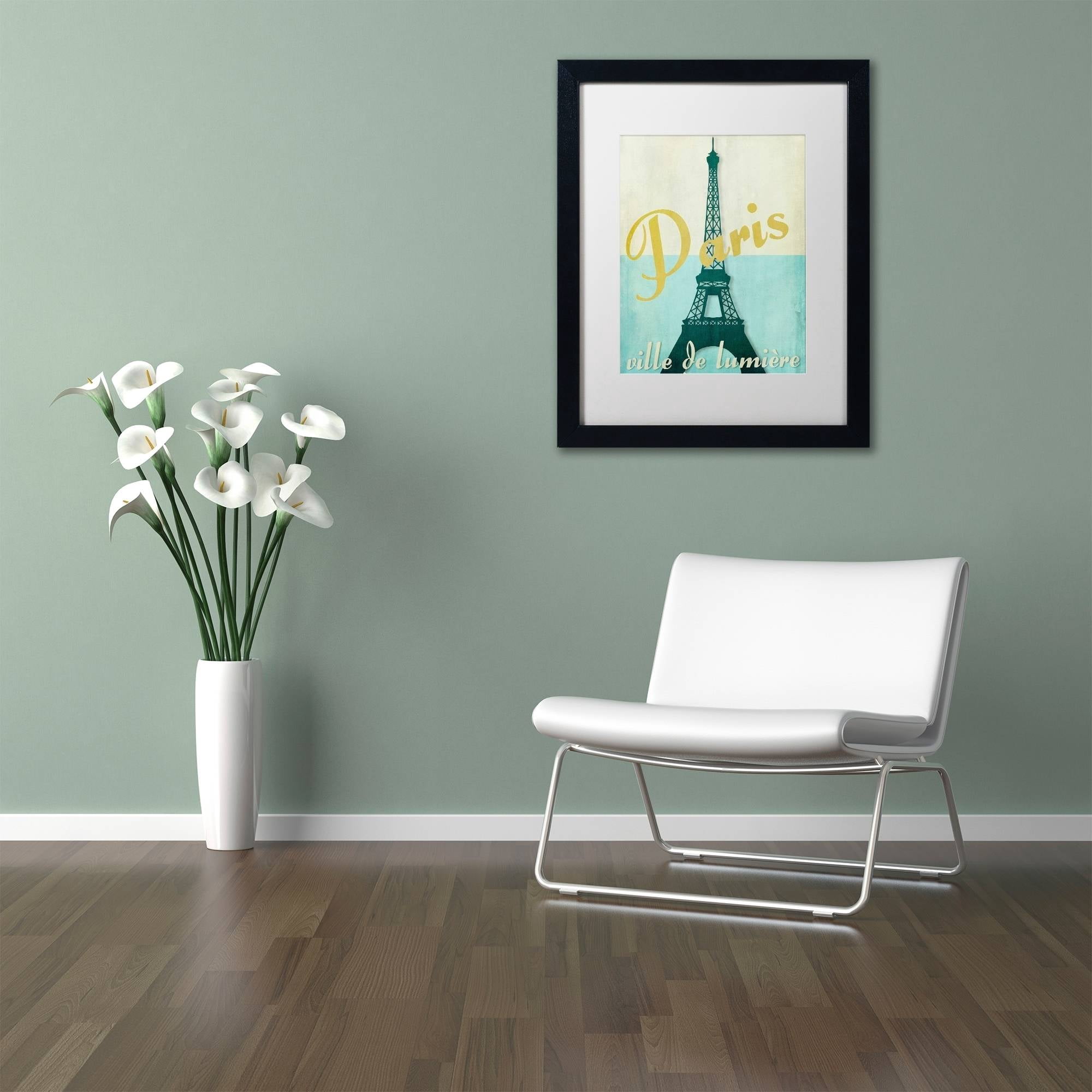 Trademark Fine Art "Paris City of Light" Canvas Art by Color Bakery White Matte, Black Frame