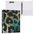 thumbnail image 3 of Teal Gold Leopard 3 Ring Binders 1.5 inch Hardcover File Folders with Interior Pockets A4 Size Organizer for School Office Hospital, 3 of 8