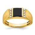 thumbnail image 1 of Diamond2Deal 14k Yellow Gold Lab Grown Diamond and Onyx Men's Ring Size- 10, 1 of 1