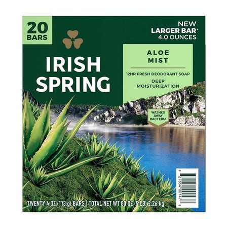 Irish Spring Deep Moisture Bar Soap For MenAloe Mist20 Pack - 4 Ounce Bars