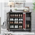 thumbnail image 3 of YEXJ Shoe Storage Cabinet, 38" Wide Farmhouse Shoe Cabinet with Mesh Doors and Adjustable Shelves, Rustic Wooden Shoe Organizer, Modern Large Shoe Cabinet Storage for Entryway, Grey, 3 of 7