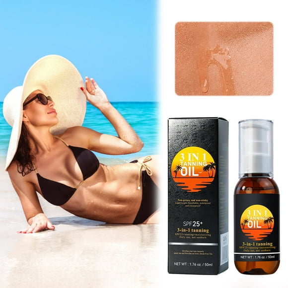 Tanning Oil Summer Beach Tanning Aid Dark Brown Bronze Body Tanning Oil.Lotion Black Bronzer Oil For Body 25+ Skin Firming Tanning Lotion For Face Body 50ml