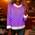 thumbnail image 2 of BUIGTTKLOP Christmas Sweatshirts for Women Fuzzy Fleece Trim V Neck Shirt Dressy Casual Graphic Print Tops, 2 of 6