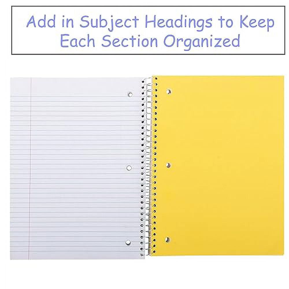 20 Pack of Bulk Wholesale 5-Subject 180 Sheet White Lined Paper Spiral Notebooks in Assorted Colors - 20 Count 5-Subject 180 Sheet Lined Paper Spiral Notebooks in Black, Red, Yellow, Green, Blue