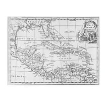 Trademark Art 'Map of the West Indies, Florida & South America' Canvas Art