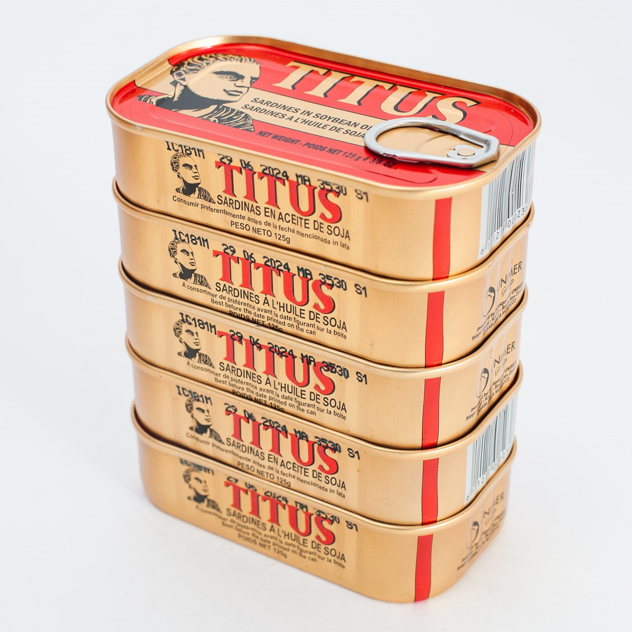 African Delights Titus Sardines in Soybean Oil - Regular - Pack of 5