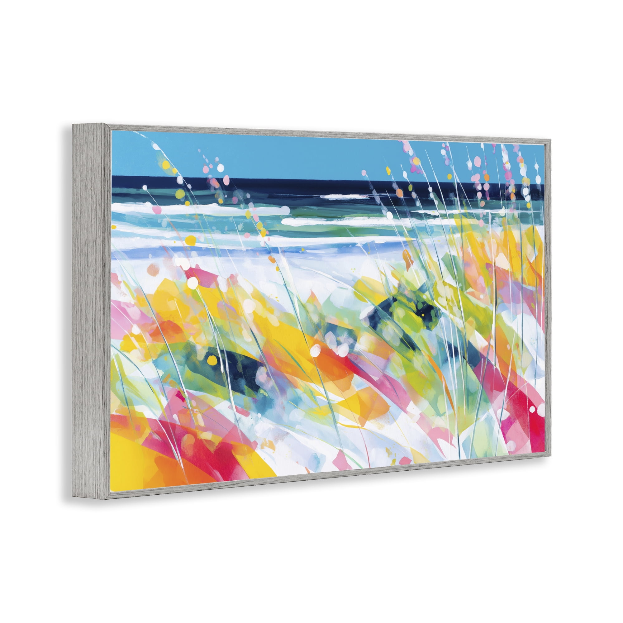 Stupell Industries Sea Oats & Ocean Breeze Abstract Gray Framed Giclee Art, design by Chromatic Storm Studio