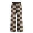 thumbnail image 3 of Men's Casual Plaid Print Stretch Waist Drawstring Straight Leg Pants Light Gray S, 3 of 7