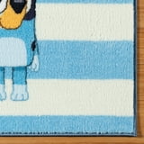 BBC Bluey Family Stripe Blue White Multi Polyester Easy-Care Printed ...
