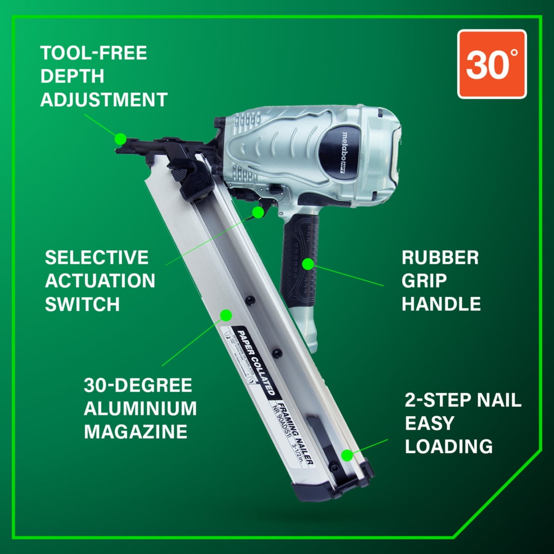Metabo HPT Pneumatic Framing Nailer, 3-1/2-In, NR90ADS1