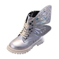 thumbnail image 6 of KPOPLK Girls Ankle Boots Soft Sole Anti Slip Faux Leather Fall Warm Chunky Boots(2.5,Silver), 6 of 9