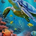 thumbnail image 5 of Orinice  Turtle Shower Curtain Ocean Animal Turtle Coral Seaweed Underwater Wold Tropical Fish Sea Biological Marine Life Blue Bathroom Decor Curtain with Hooks, 36x72, 5 of 7