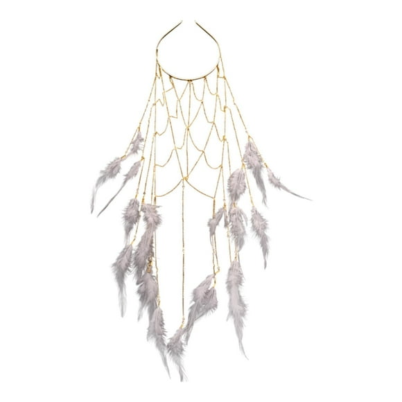 Tassel Feather Diargra de cabeza Cadena de la playa Fashion Fashion Accesorios para el cabello Rhinestone Headlipie para el baile de graduación de las Oro