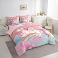 thumbnail image 3 of Castle Fairy Animal Magical Unicorn Twin Bedding Sets 7-Piece for Boys Girls,Dreamy Princess Bedding Comforter Set Microfiber,Kawaii Rainbow Stars Breathable Sheet Sets,Super Cozy Room Decor, 3 of 8