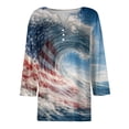 thumbnail image 4 of CONZONE 4Th Of July Womens T-Shirts 3/4 Sleeve Independence Day T Shirts for Women Casual V Neck Patriotic America Flag Graphic Lightweight Tees Soft Cozy Tops, 4 of 5