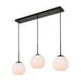 thumbnail image 3 of Baxter 3 Lights Black Pendant With Frosted White Glass, 3 of 5